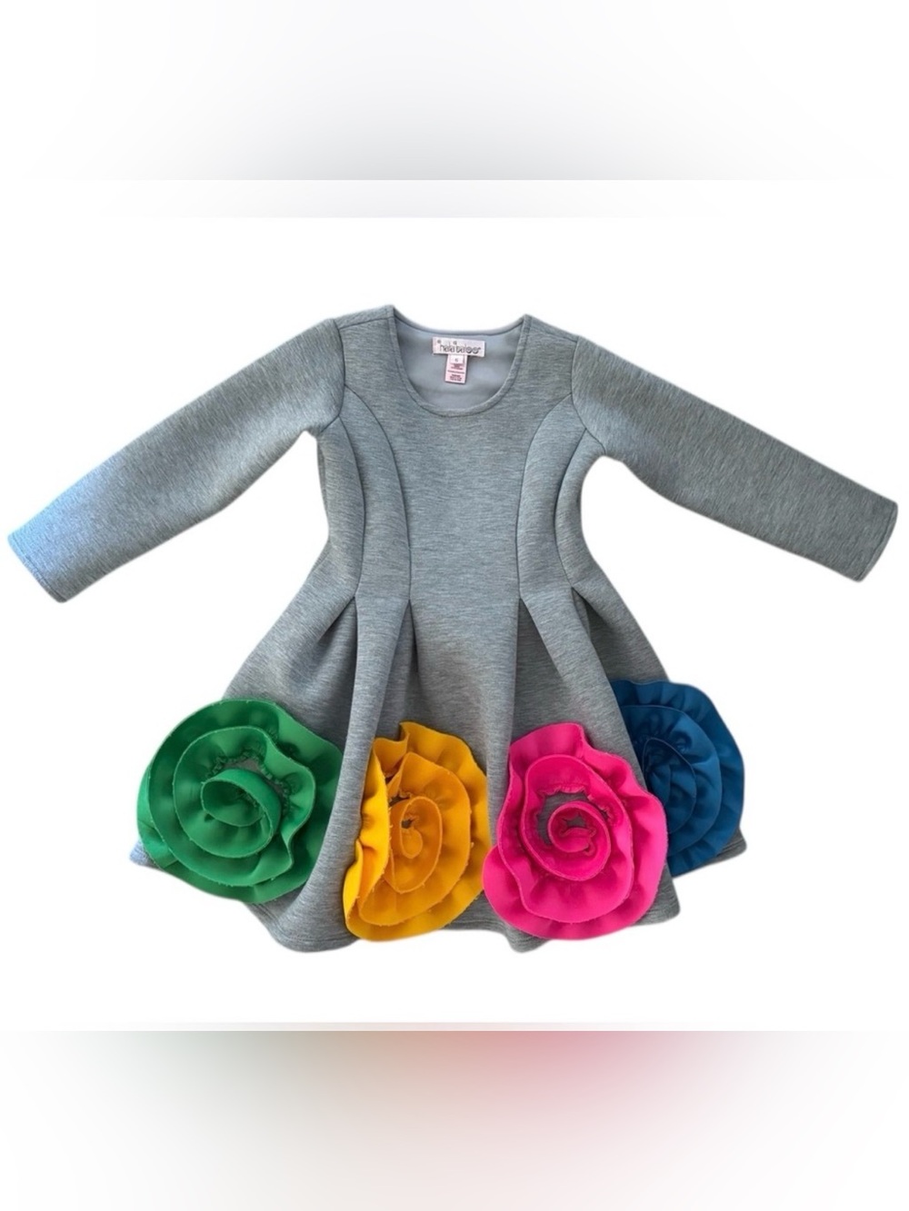 Halabaloo Girls Size 5 Gray 3D Floral Rosette Fit & Flare Party Dress